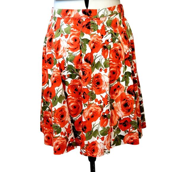 Appleseed's Women's Skirt Floral Pleated A-Line Red Pink | Size 18 | NWOT - Picture 2 of 7